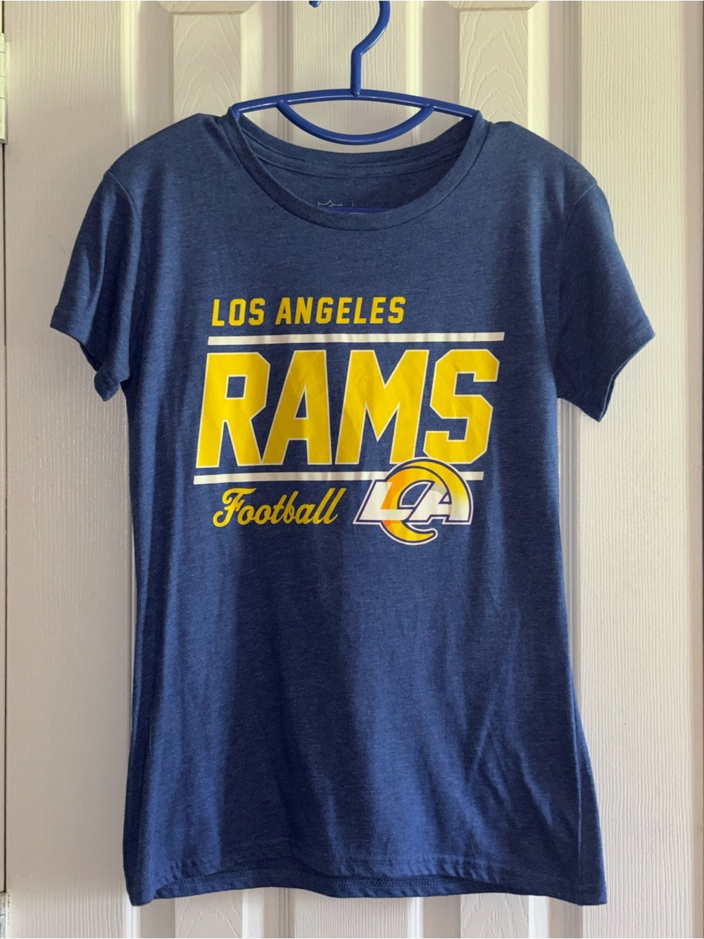 NFL Los Angeles Rams Navy Blue and Yellow Short Sleeve Tee